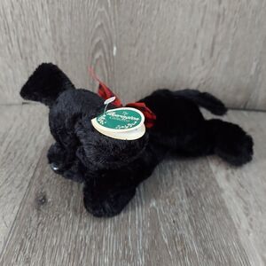 The Bearington Collection Black Puppy Dog w/ Red Bow Plush Jackson Jr